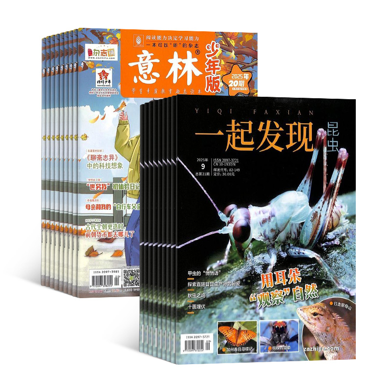 意林少年版(1年共24期)+一起发现昆虫(1年共12期)组合订阅