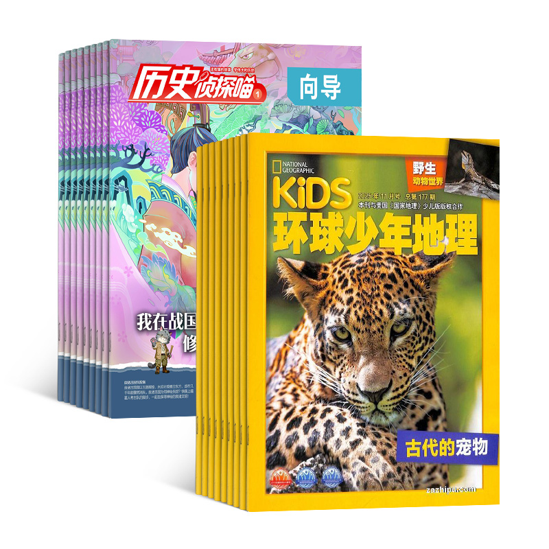 KiDS环球少年地理(1年共12期)+历史侦探喵(1年共12期)(杂志订阅)