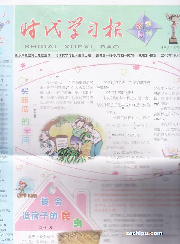 (苏教版)时代学习报数学周刊六年级杂志订阅